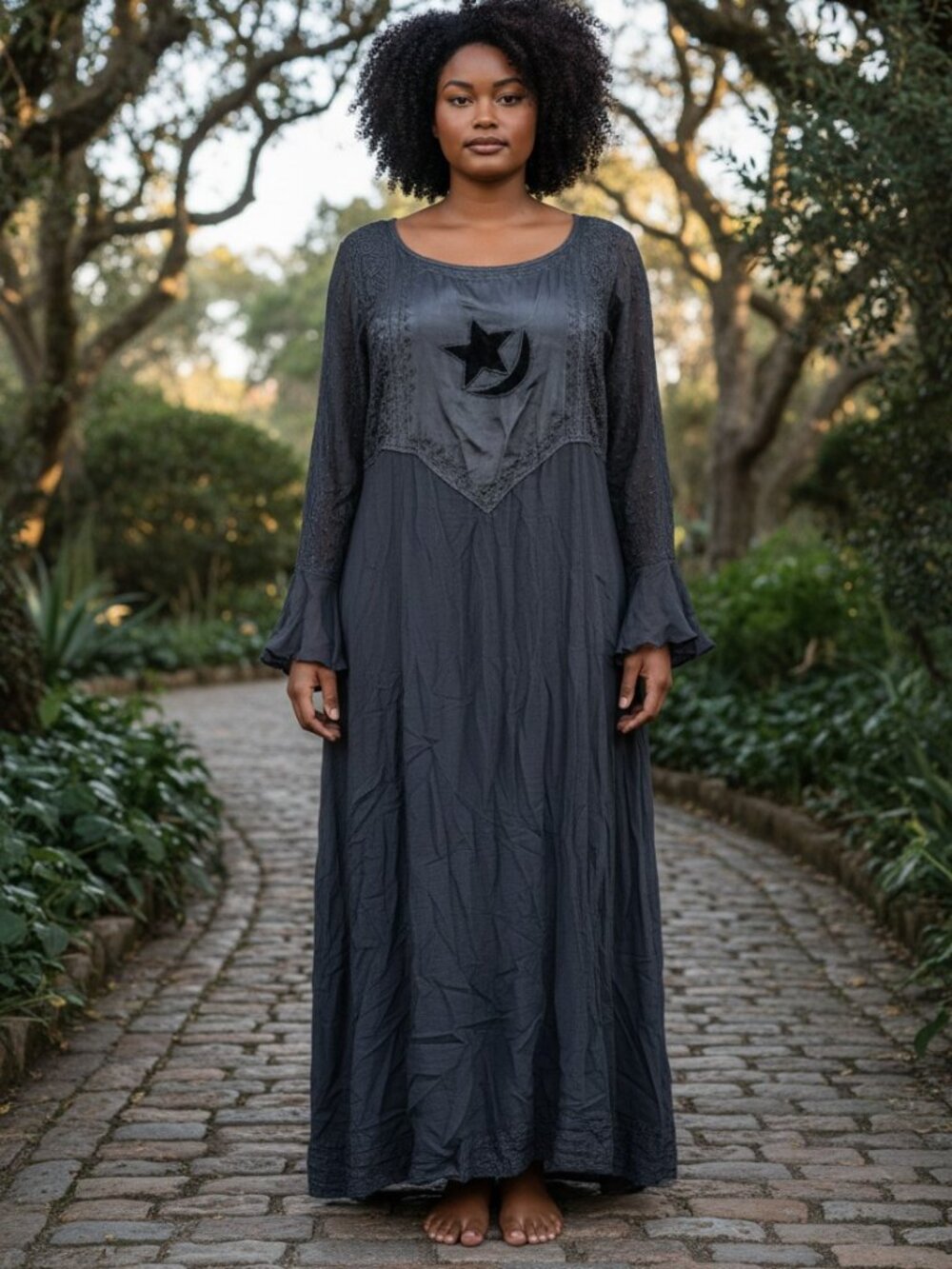 Braya Black Witchy Rayon Maxi Dress (Size 1X)